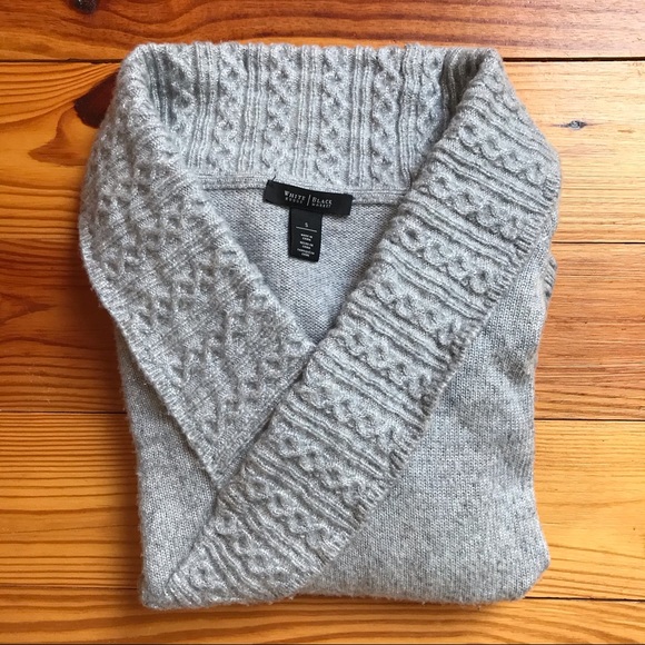 White House Black Market Grey Sparkle Faux Wrap Sweater, EUC, S - Picture 8 of 13